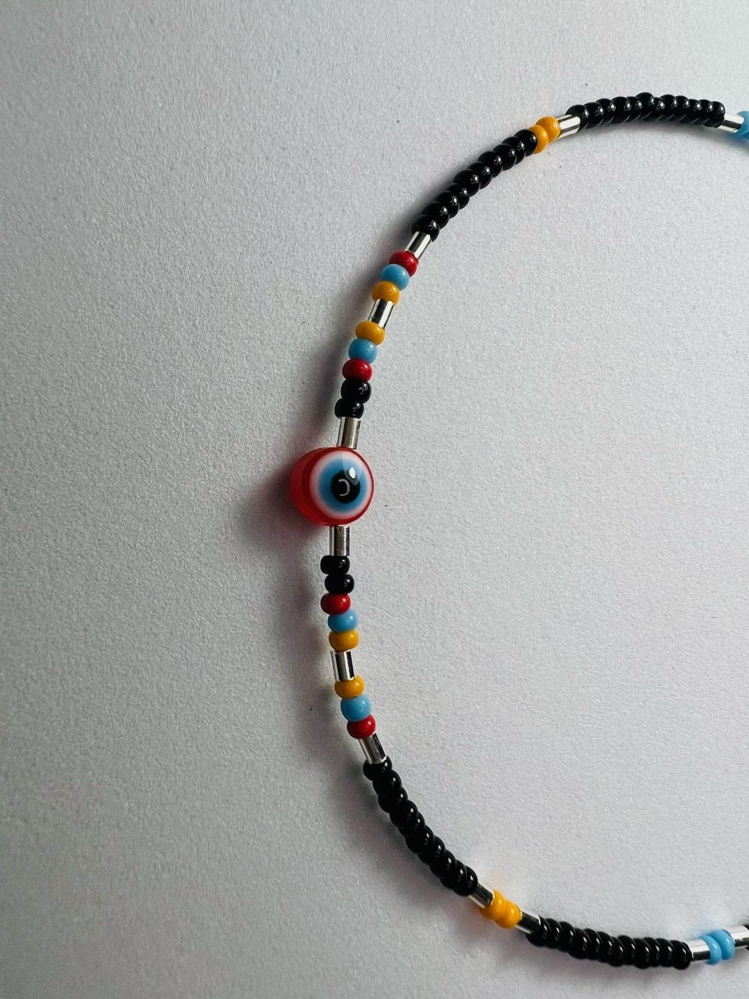 Arte Jewels 925 Sterling Silver Black Beads Evil Eye Anklet for Women & Girls (Single Anklet)