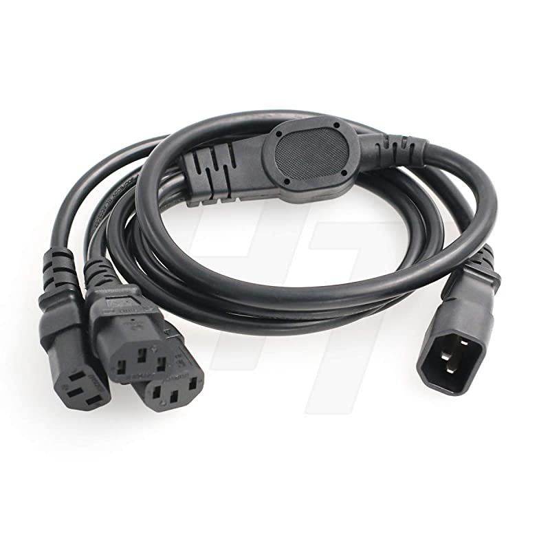 UPS PDU Computer PC Power Splitter Cord C14 to 3 x C13 10A 250V Extension Cable (C14-3xC13 1m)