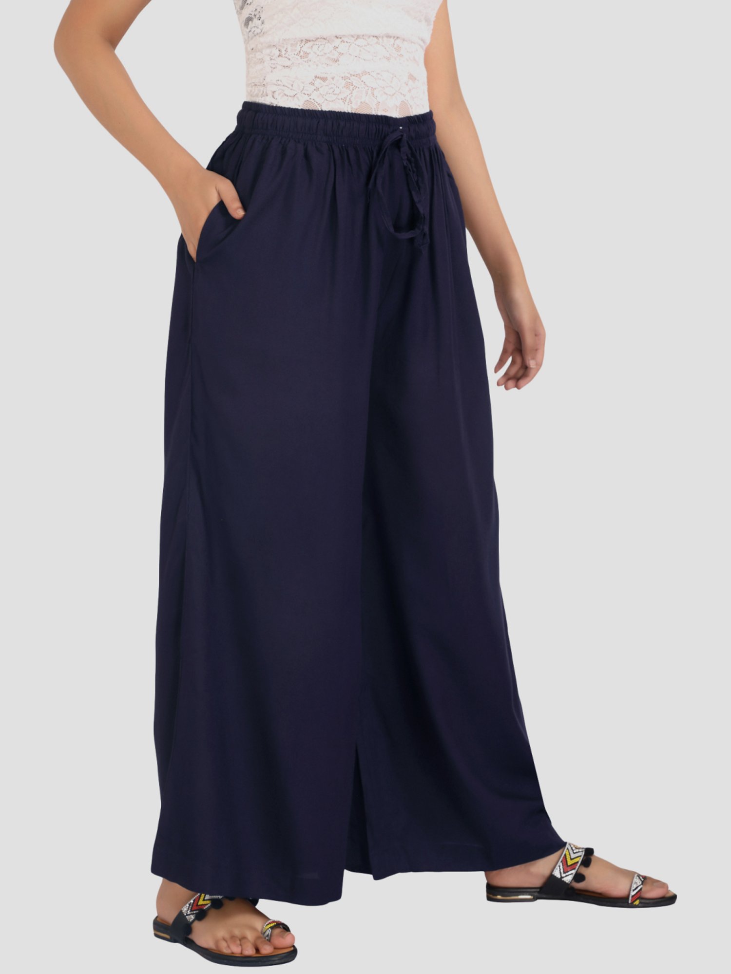 Cotton Culture Navy Regular fit Palazzos