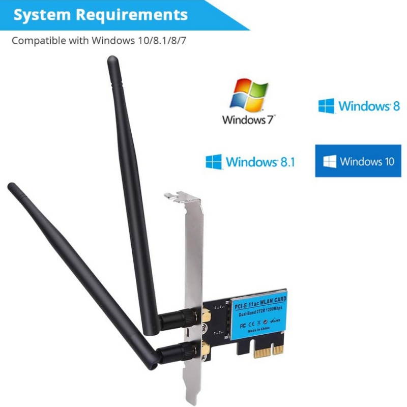 Wireless Adapters WiFi Card Wireless Network Card AC1200Mbps PCIe Dual Band 5G/2.4G Wireless WiFi Adapter Network Card For Windows 10/Windows 8/Windows 7