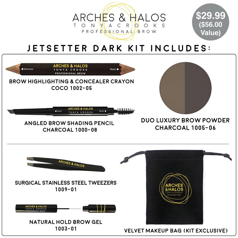 Arches & Halos Jetsetter Brow Kit Dark - 6pc