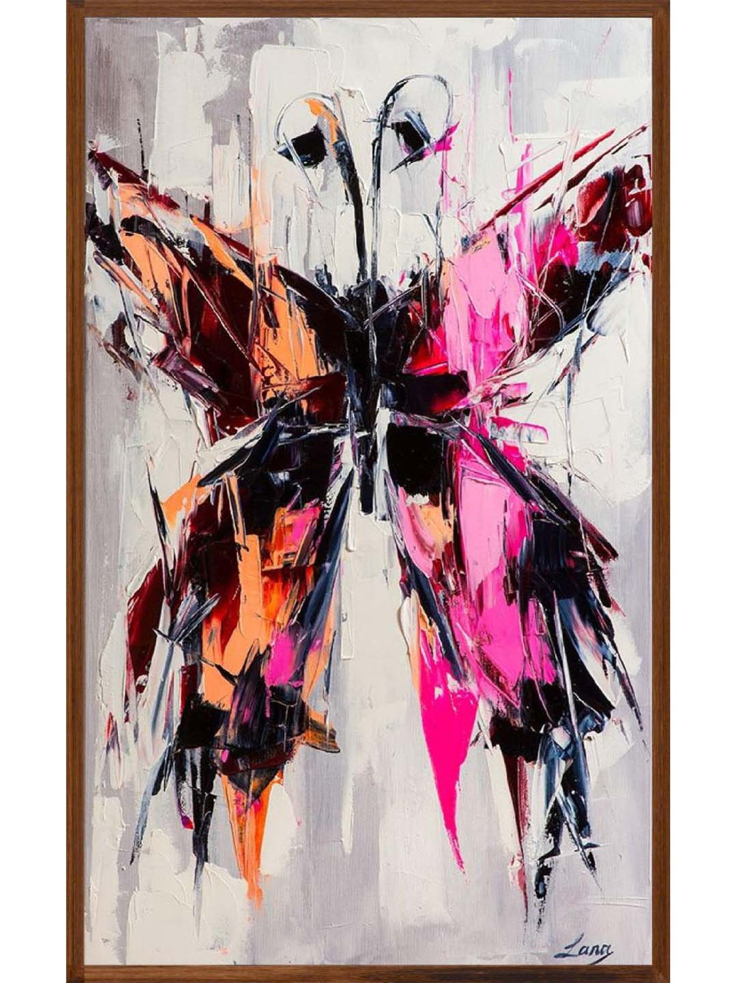 ARTE'VENUE Rain Online Pink & Grey Canvas Wall Art - Set of 1 (11 X 18 inch)