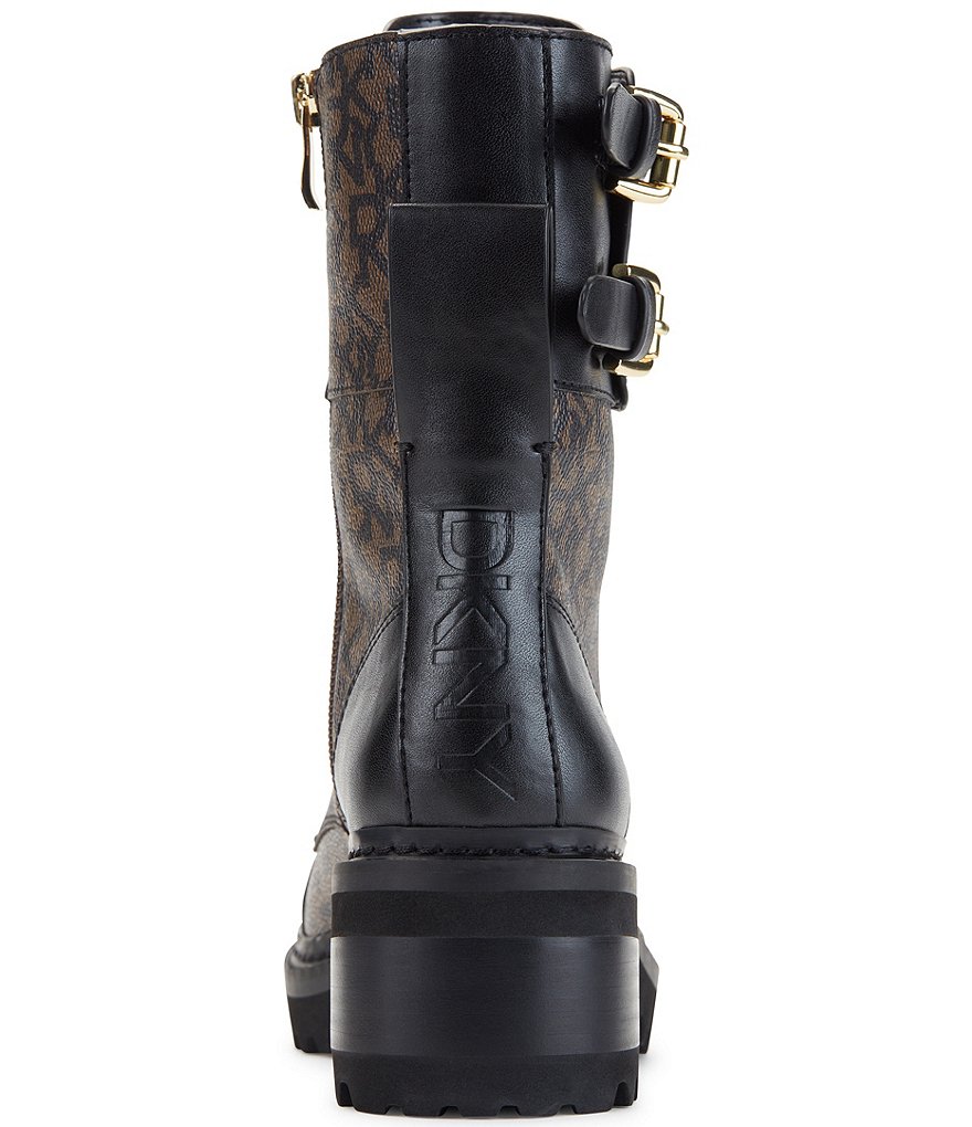 DKNY Bart Logo Print Combat Booties
