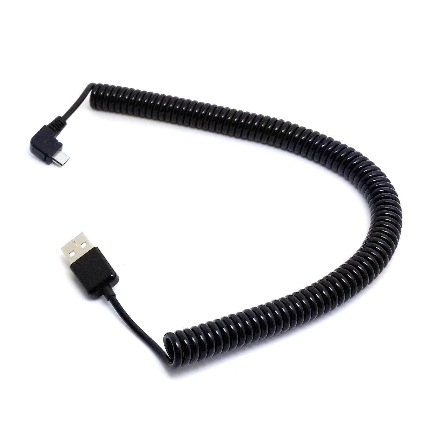 3m Right Angled 90 degree USB 2.0 Micro Male to A Type Male Stretch Data Cable