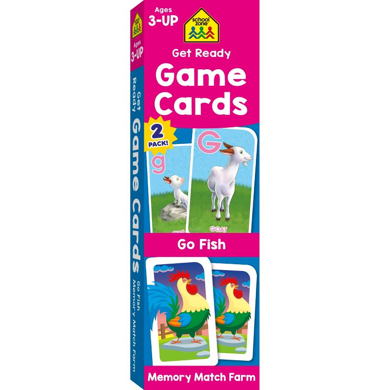 Get Ready Game Cards 2-pack - Go Fish & Memory Match Farm, Ages 3-Up (School Zone Publishing)