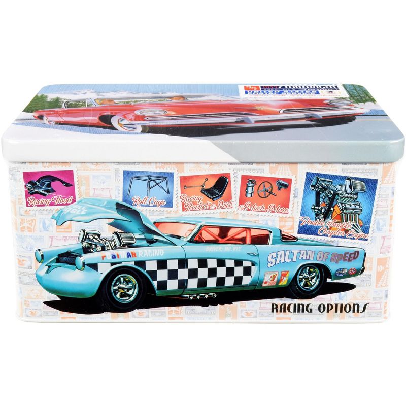 Skill 2 Model Kit 1953 Studebaker Starliner with "USPS" Themed Collectible Tin Box 3-In-1 Kit 1/25 Scale Model by AMT
