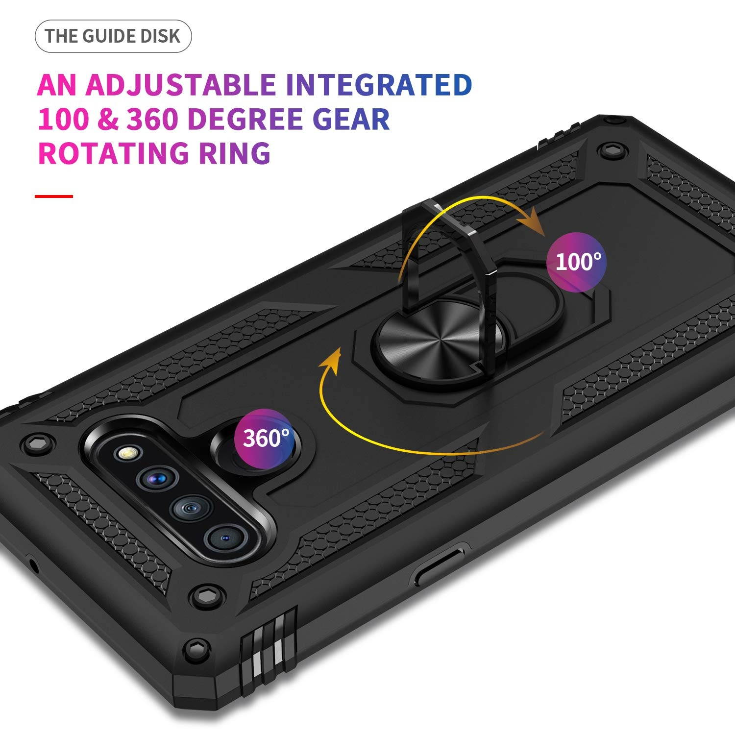 LG Stylo 6 Case, with HD Screen Protector, Military Grade Protective Phone Case with 360 Degree Rotating Metal Ring, Holder Kickstand, Anti-Scratch Bracket Cover Case for LG Stylo 6 (Black)