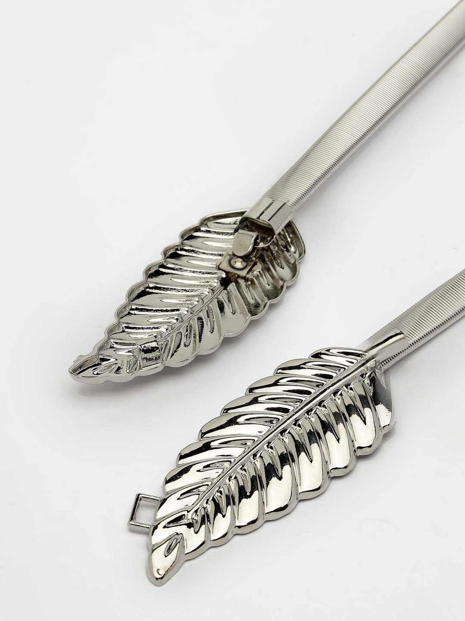 NVR Silver Plated Circular Stretchable Metal Belt for Women