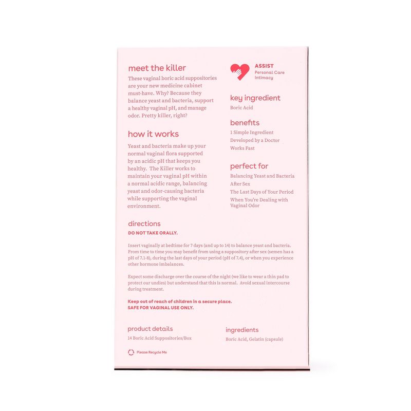 Love Wellness The Killer Boric Acid Suppositories - 14ct