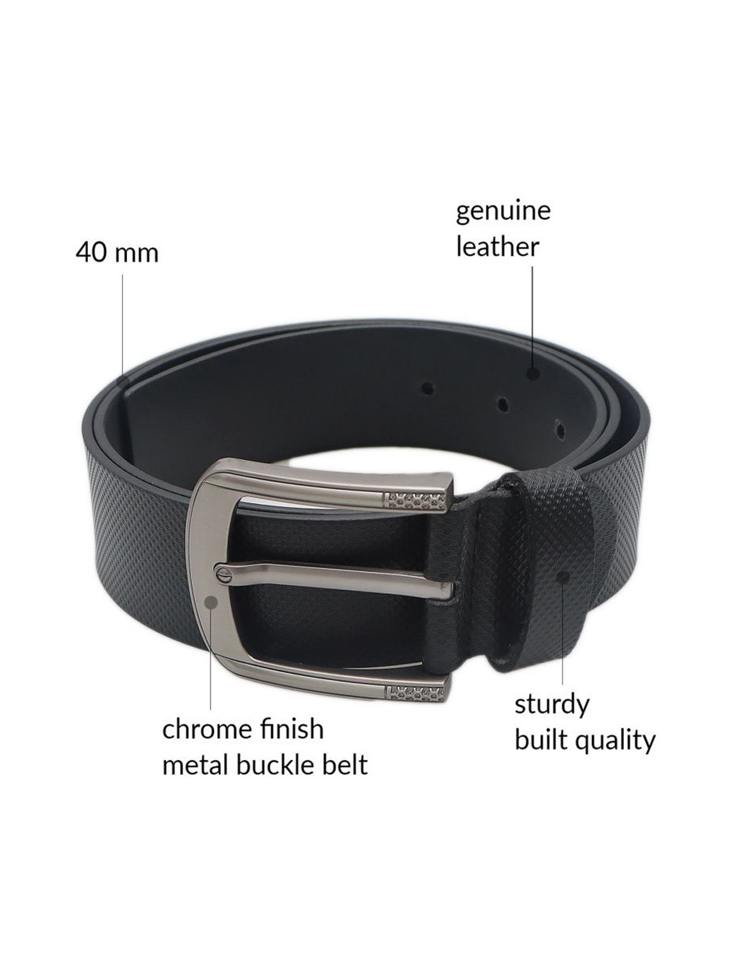 Kara Black Textured Leather Waist Belt