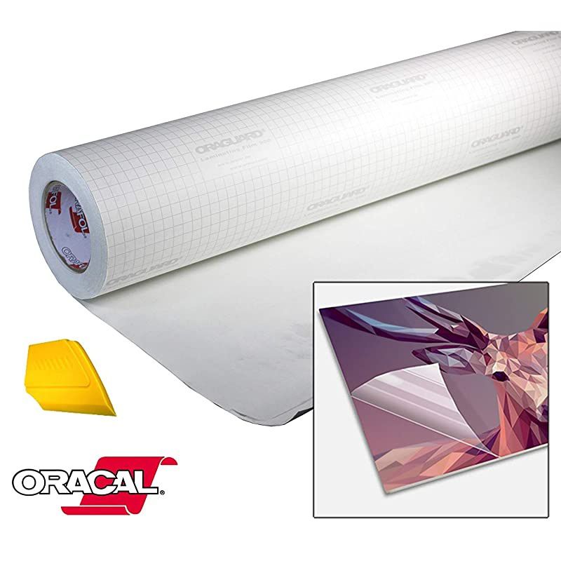 High Gloss SelfAdhesive Clear Lamination Vinyl Roll for DieCutter and Plotter Machines Including Yellow Detailer Squeegee 12 x 6ft