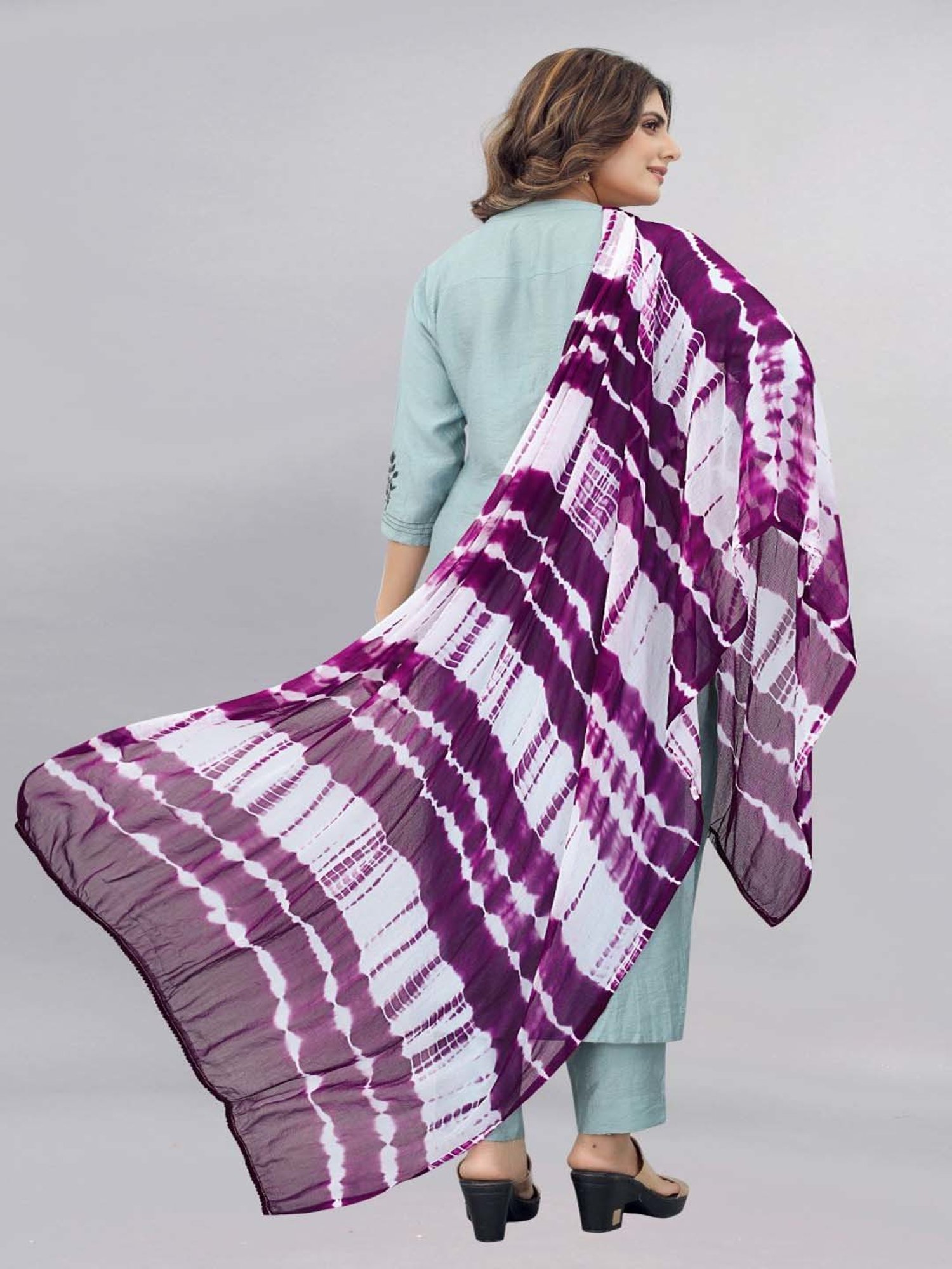APNISHA Purple Tie & Dye Dupatta