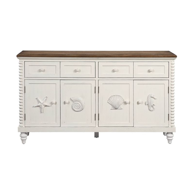 South Beach 4 Drawer Media Credenza White - Treasure Trove Accents