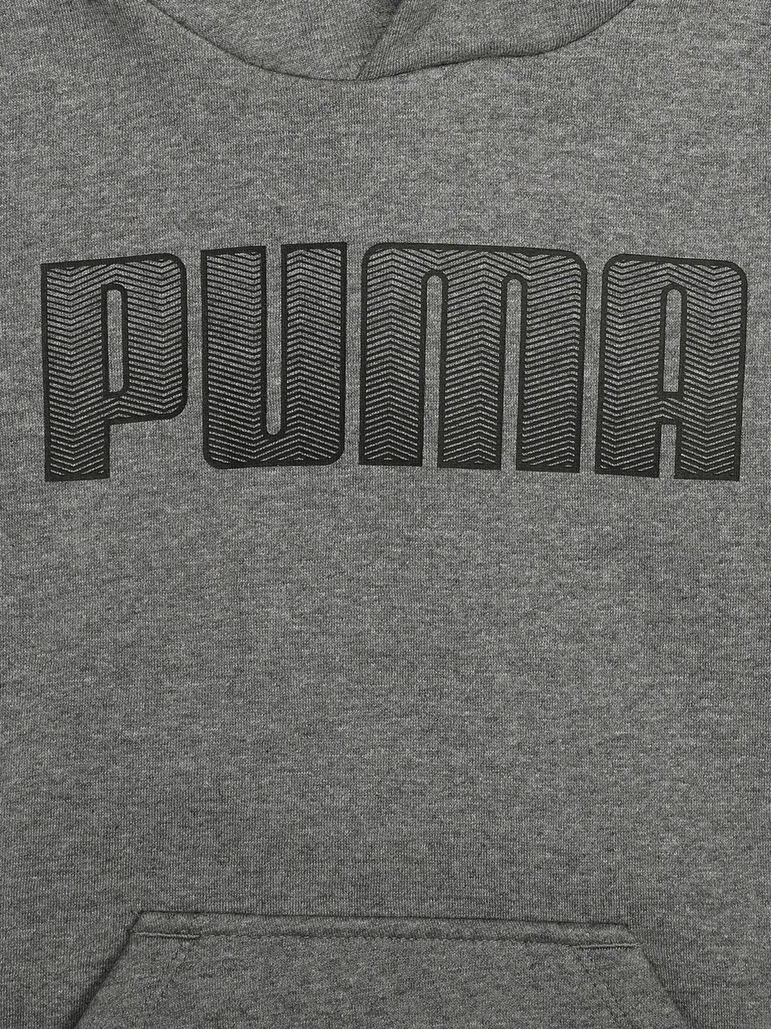 Puma Kids KA Medium Grey Heather cotton Logo Print Hoodie