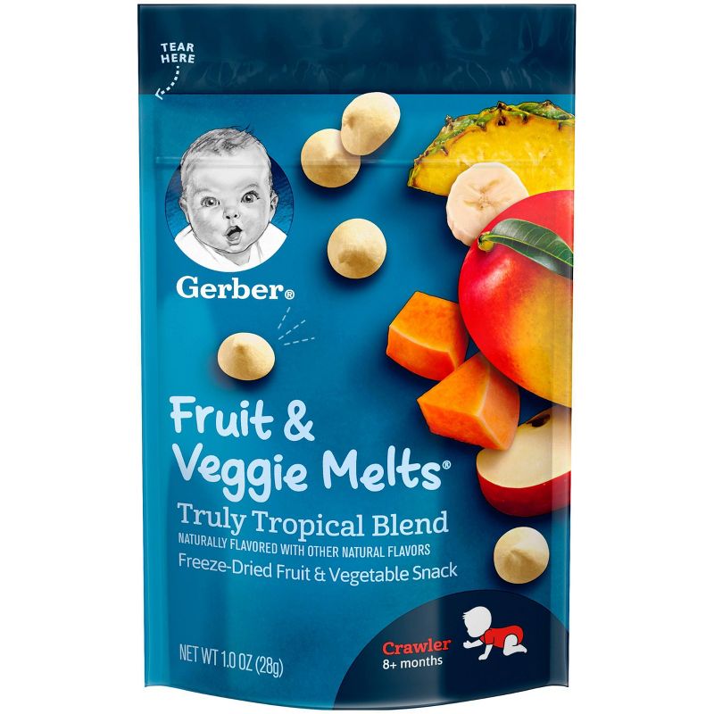 Gerber Crawler Fruit & Veggie Melts Truly tropical Blend Baby Snacks - 1oz