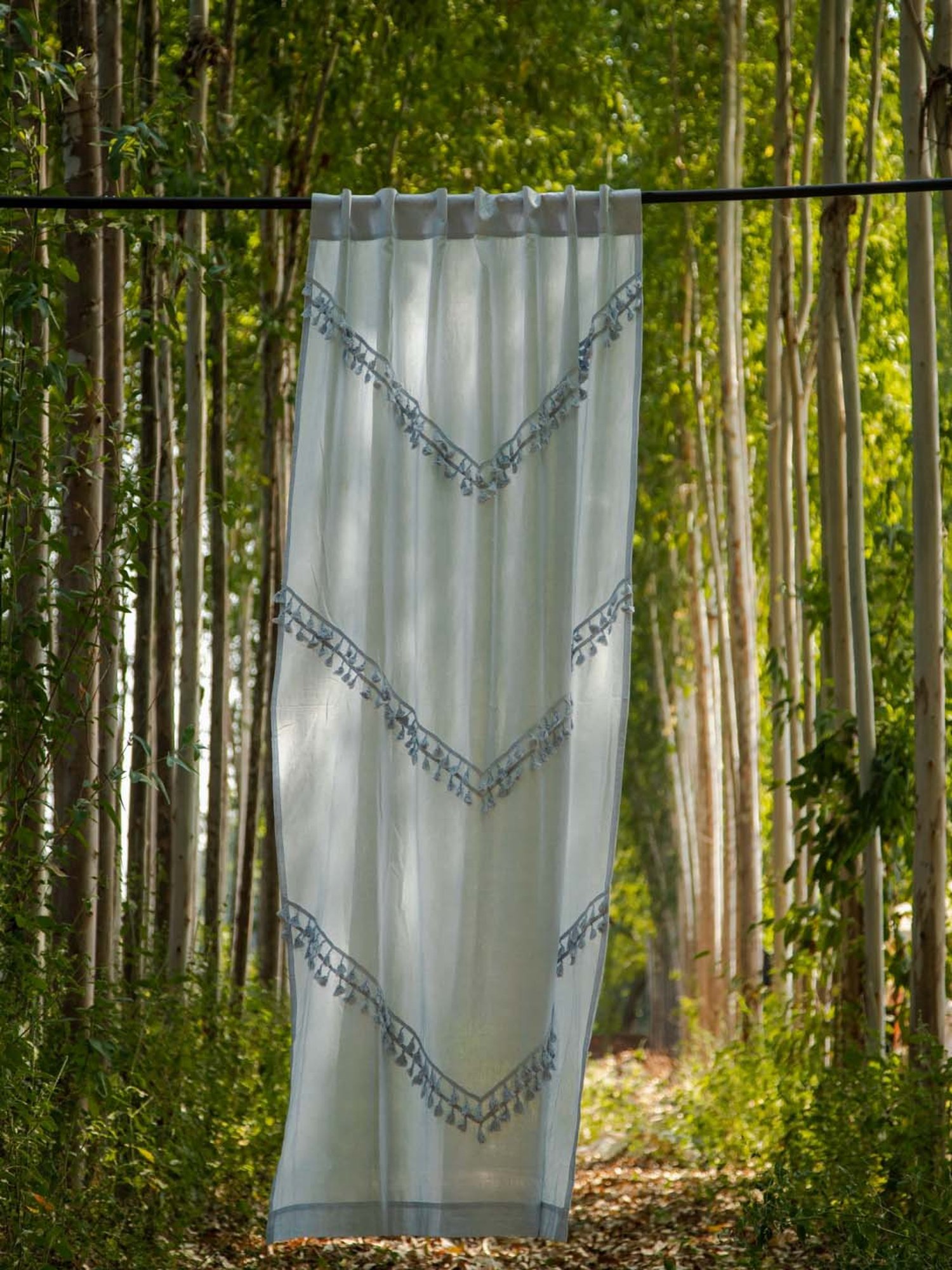 Okhai Blue Cotton Curtain - Set of 1