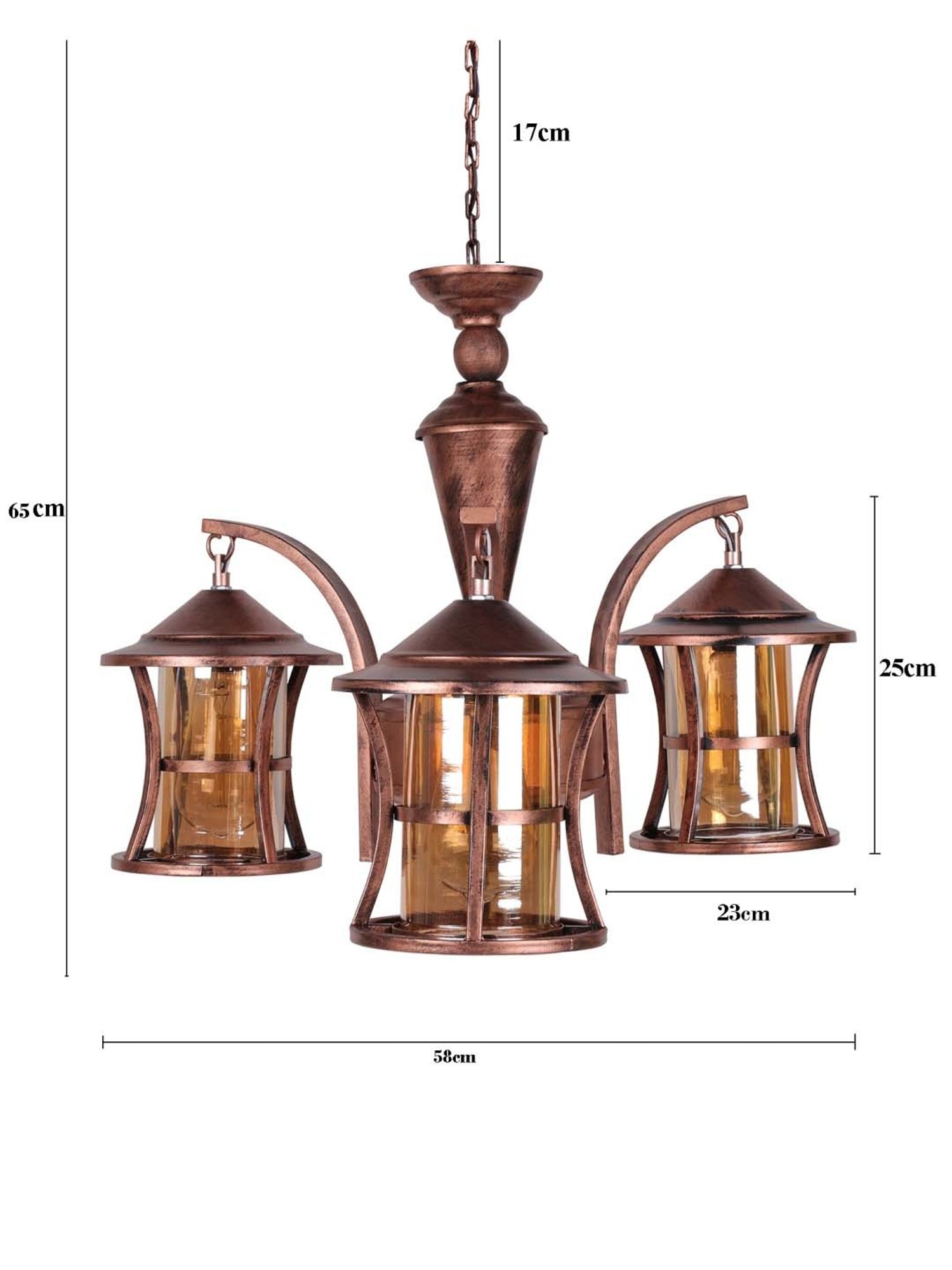 Homesake Vintage Edison Brown Metal 3-In-1 Rubbed Oil Antique Chandelier(Bulb not included)