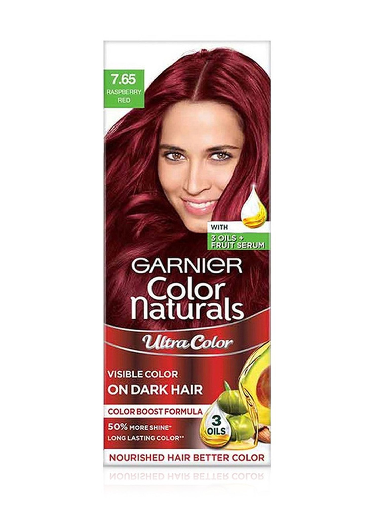 Garnier Color Naturals Creme Riche Hair Color Shade 7.65 Raspberry Red - 55 ml + 50 gm