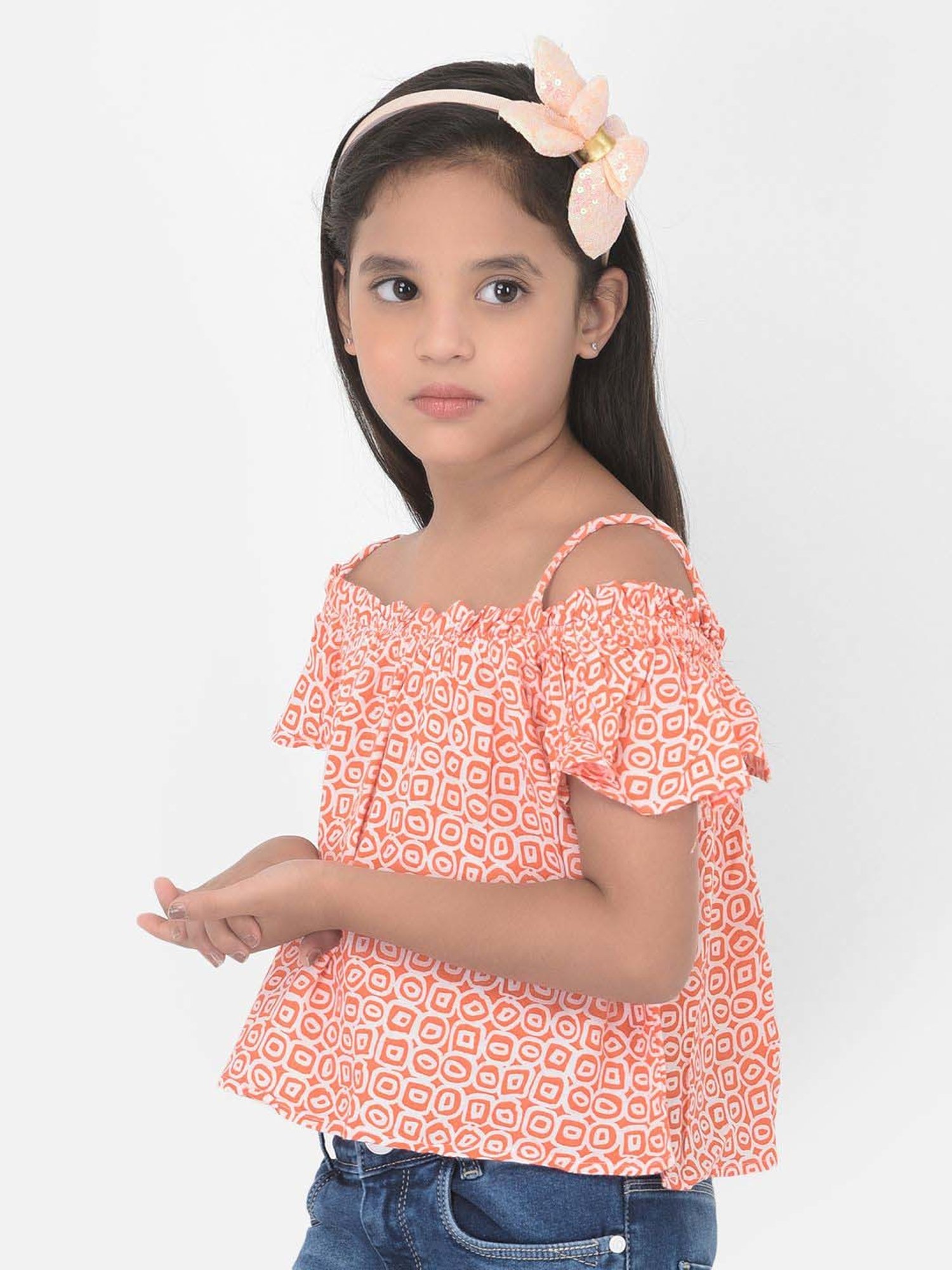 LilPicks Kids Teal Solid Crop Top