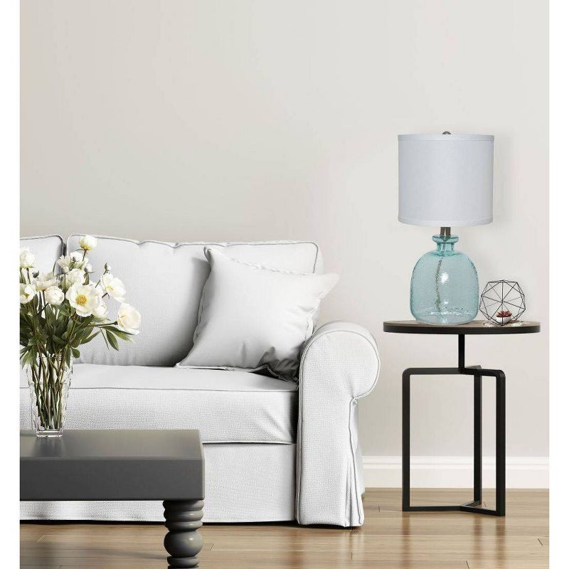 18.25" Clear Glass Textured Table Lamp (Includes LED Light Bulb) Blue - Cresswell Lighting