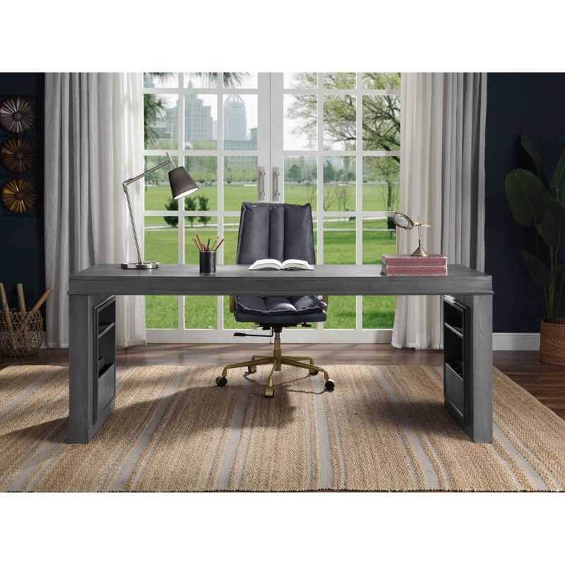 74" Vildreir Writing Desk with Hidden Storage Gray Oak - Acme Furniture