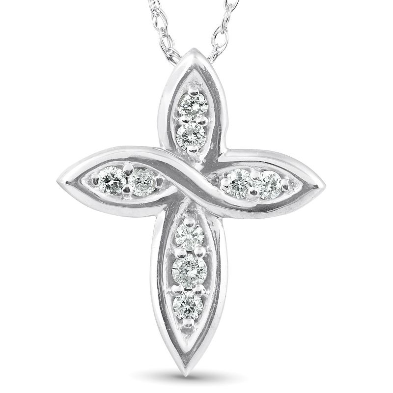 Pompeii3 1/10 Ct Diamond Cross 14k White Gold 5/8" Tall
