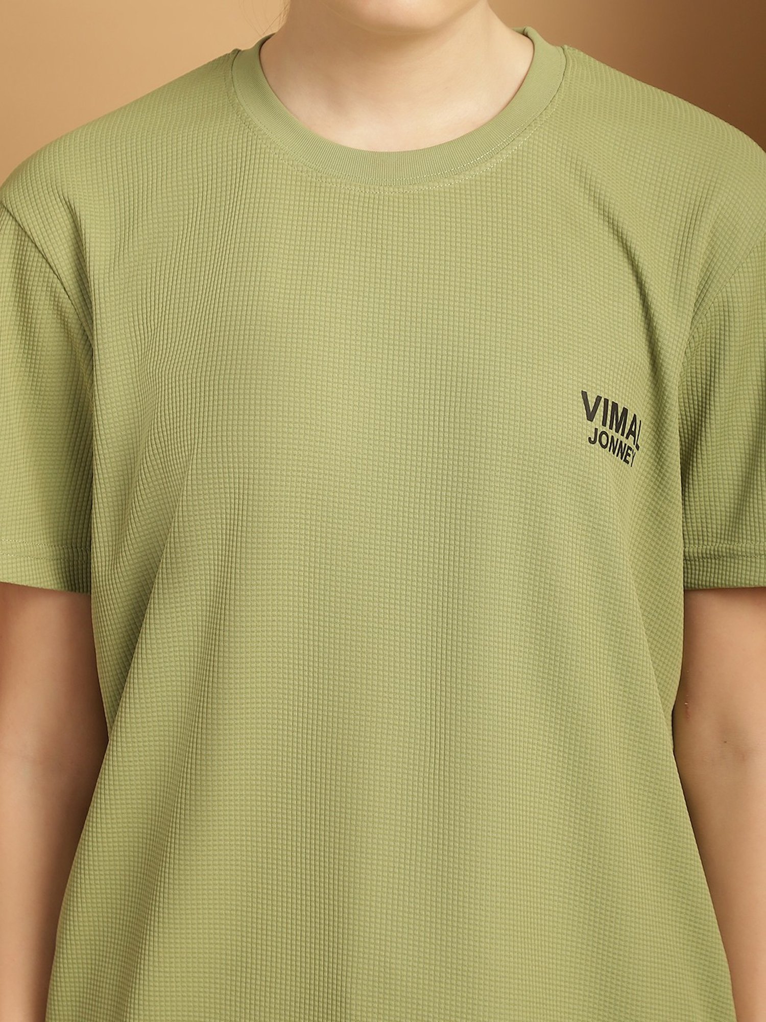 Vimal Jonney Olive Green Logo Print Sports T-Shirt
