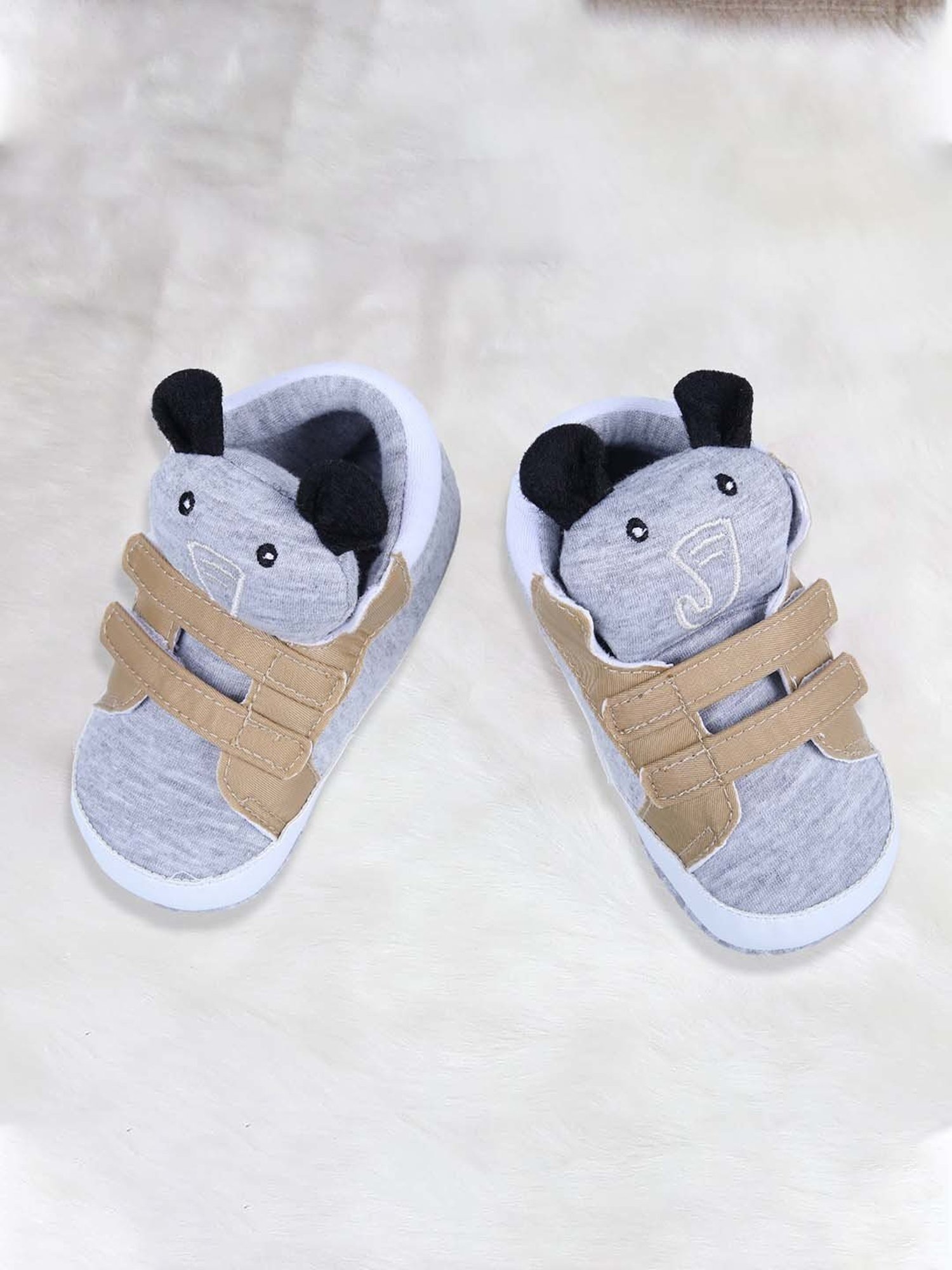 Baby Moo Kids Grey & Brown Casual Booties