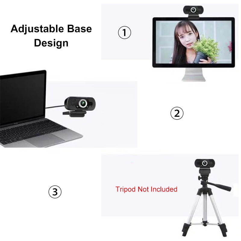 1080P USB Webcam Web Camera Built-in Noise Reduction Microphone for Live Streaming/Video Calling/Recording Computer PC Laptop