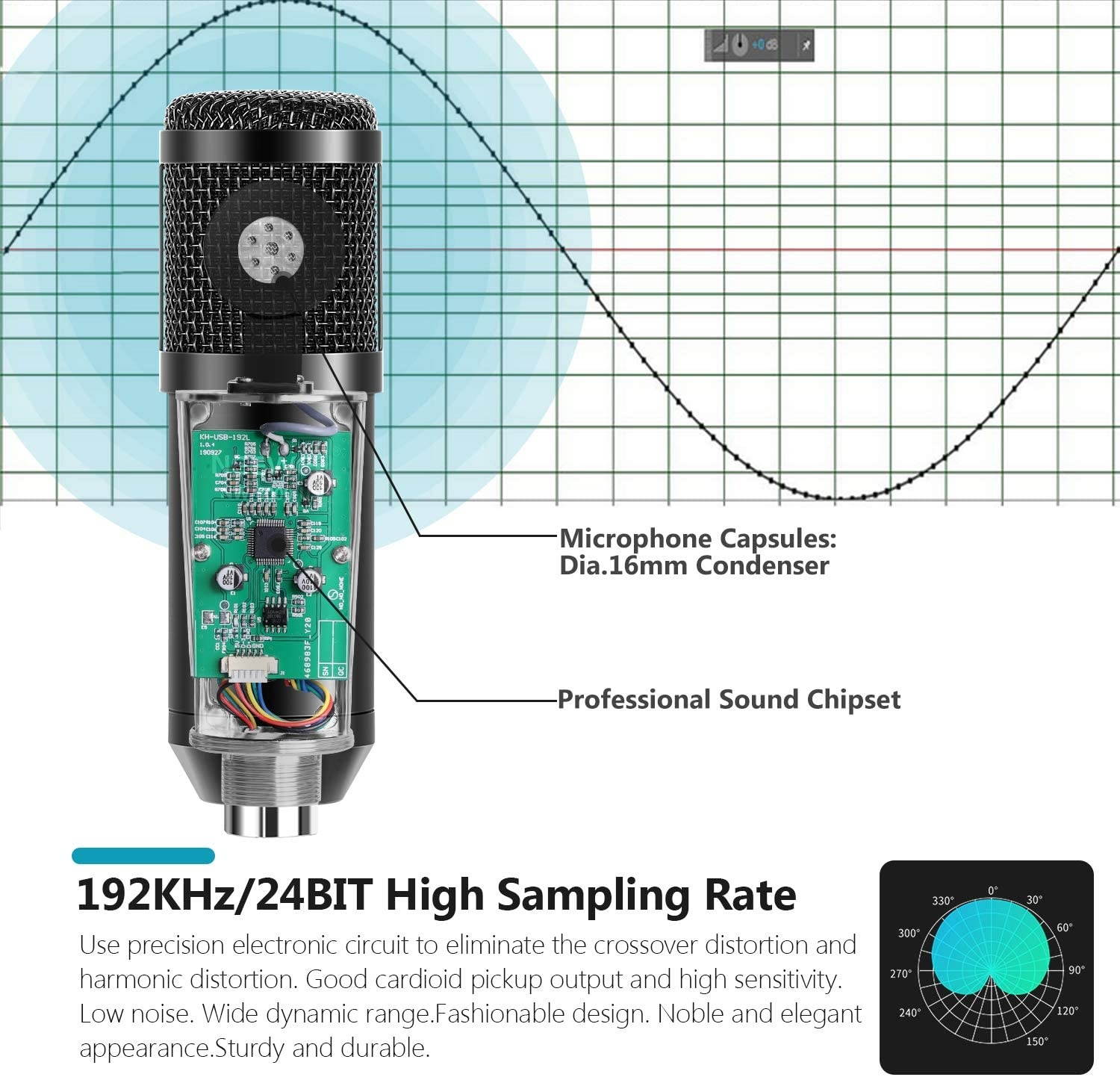 USB Microphone Kit 192KHz/24Bit Plug&Play Cardioid Condenser Mic with Monitor Headphones, Foam Cap, Arm Stand and Shock Mount for Karaoke/YouTube/Gaming Record/Podcasts/Singing etc