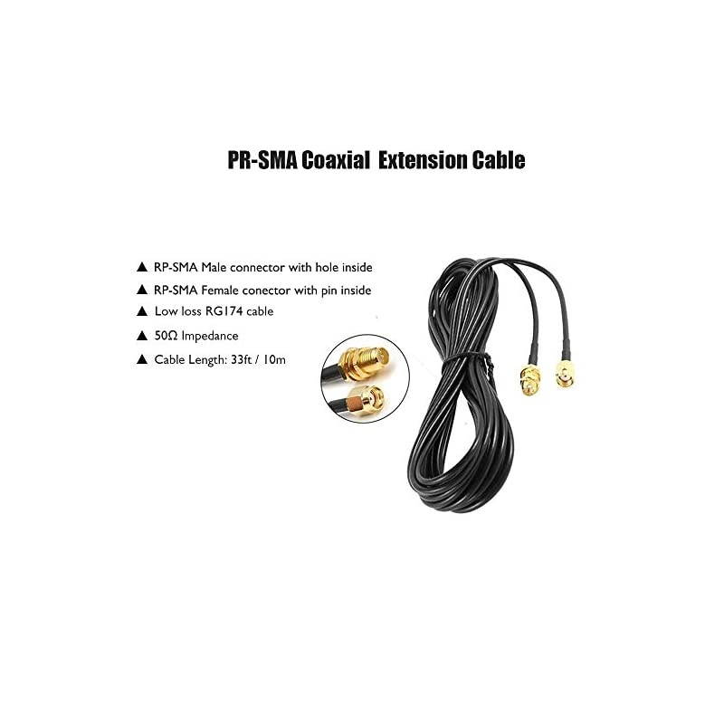 10m 33ft Cable RPSMA Coaxial Extension Cable Male to Female Connector for Wireless LAN Router Bridge amp Cellular Antenna Not for TV