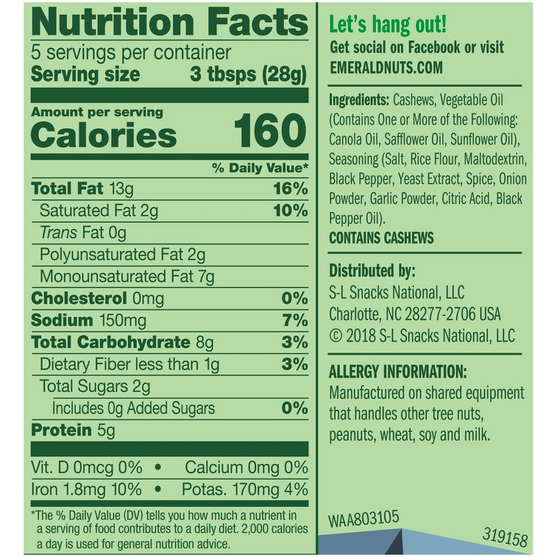 Emerald Salt And Pepper Cashews - 5oz