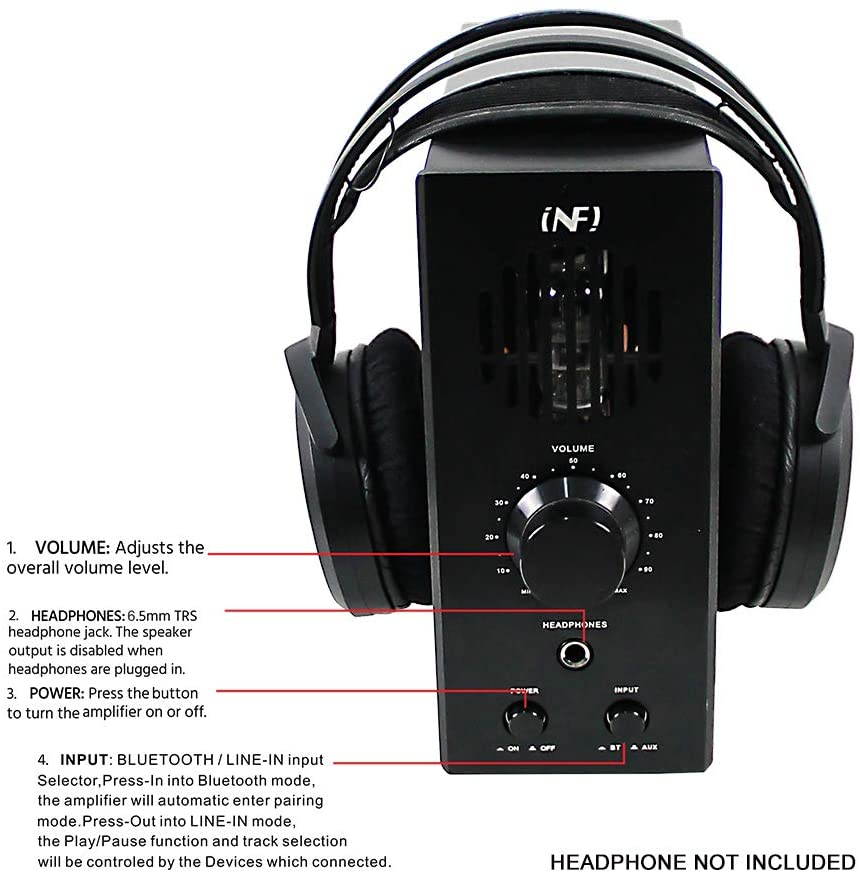 INFI Audio Tube Amplifier Headphone Amplifier with Bluetooth Home Theater Stereo Receiver Desktop 60W Class AB Hybrid Integrated Amp for Home Audio Speakers