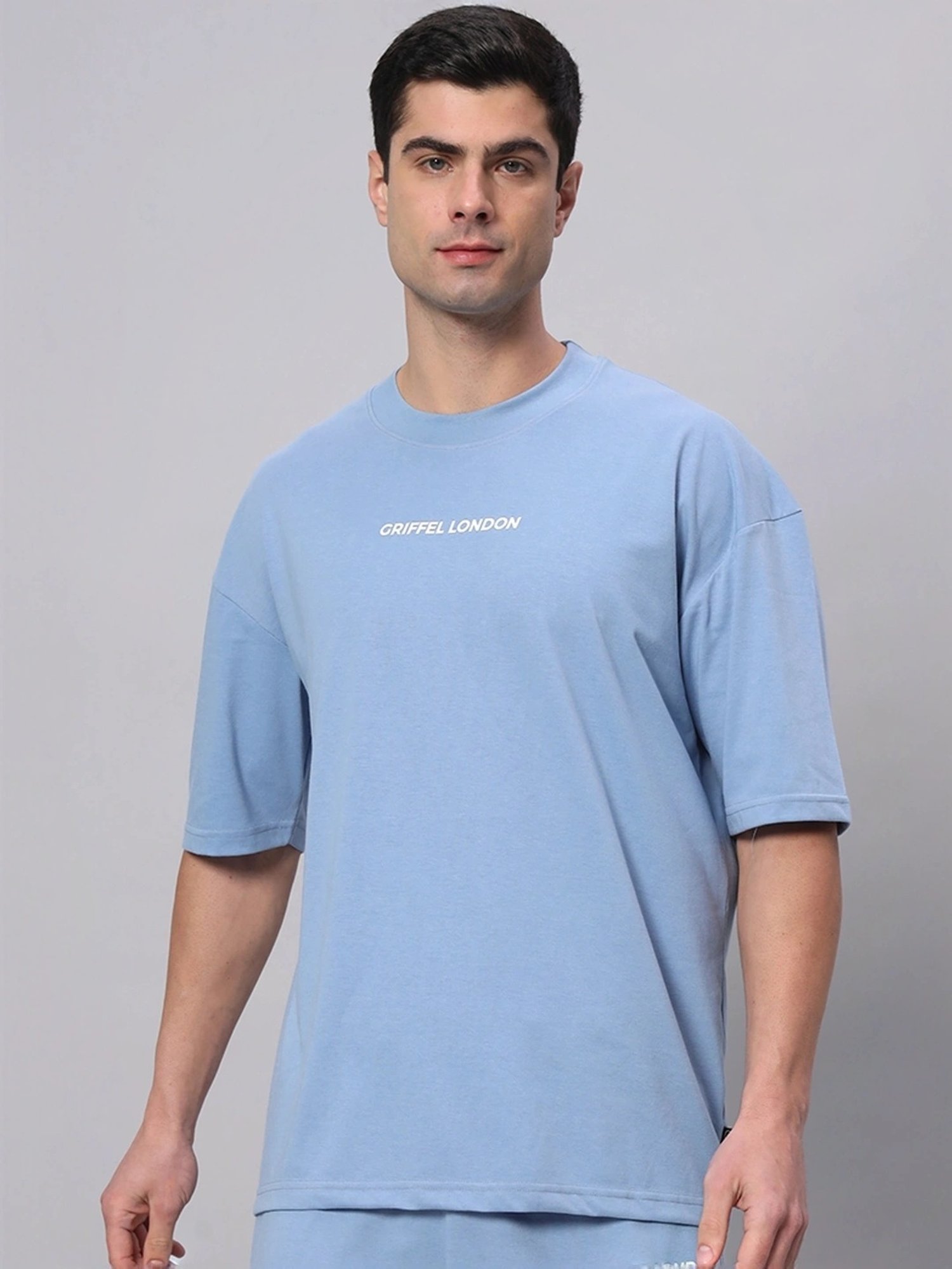 Griffel Aqua Cotton Loose Fit Printed T-Shirt