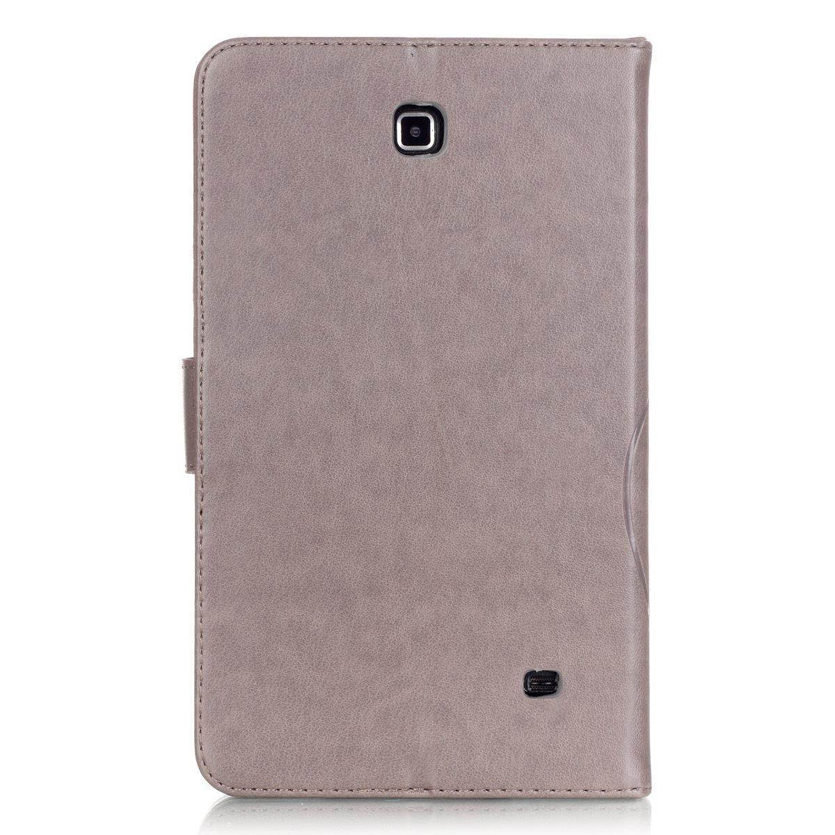 Galaxy Tab 4 7.0 Case, Newshine Butterfly & Flower PU Leather Flip Kickstand/Wallet Case [Magnetic Closure] [Card Slots] Case Cover for Samsung Galaxy Tab 4 7.0 SM-T230/T231/T235 (Gray)