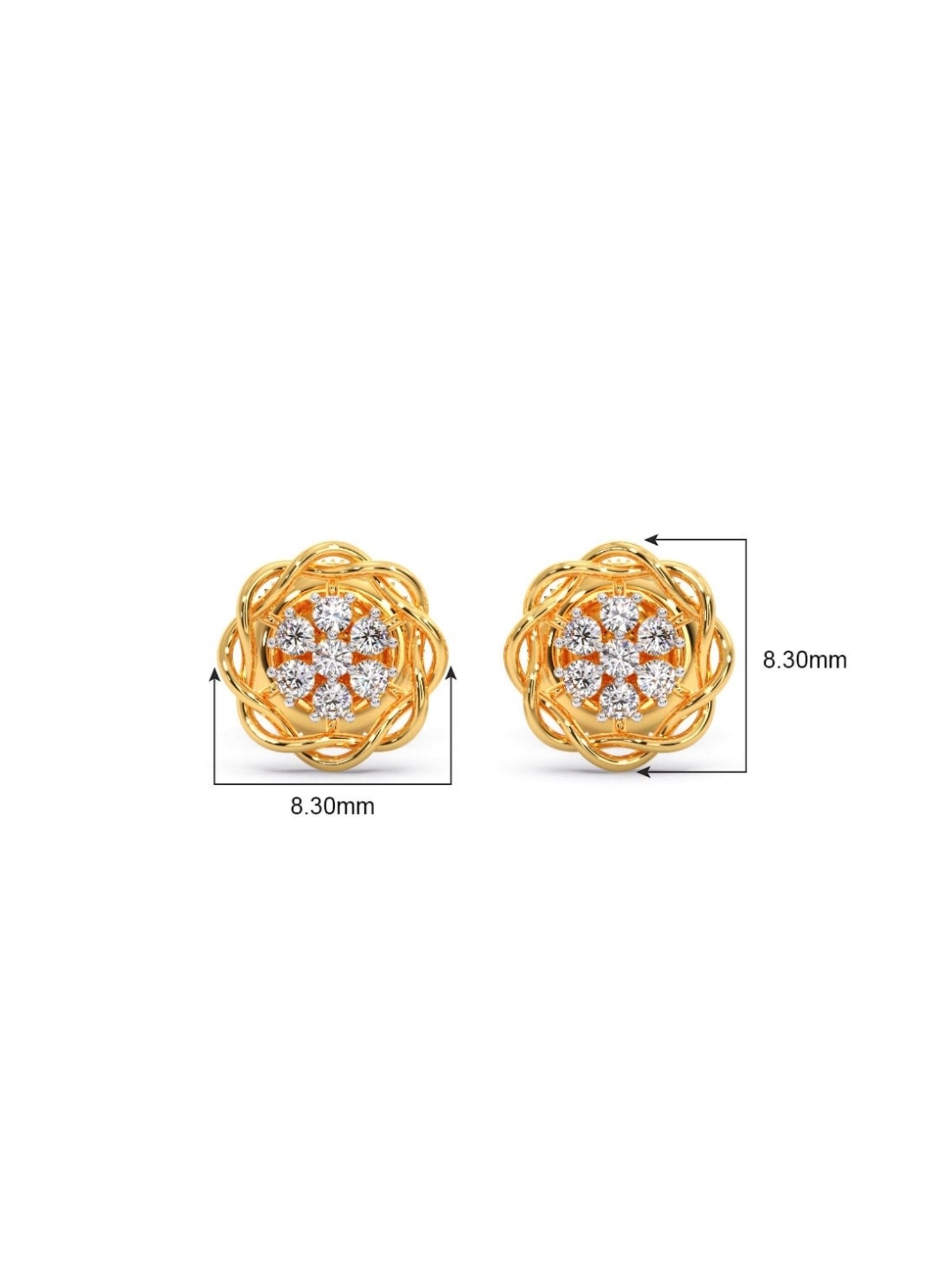 Candere by Kalyan Jewellers Peacock Collection 18k Yellow Gold Diamond Stud Earrings for Women