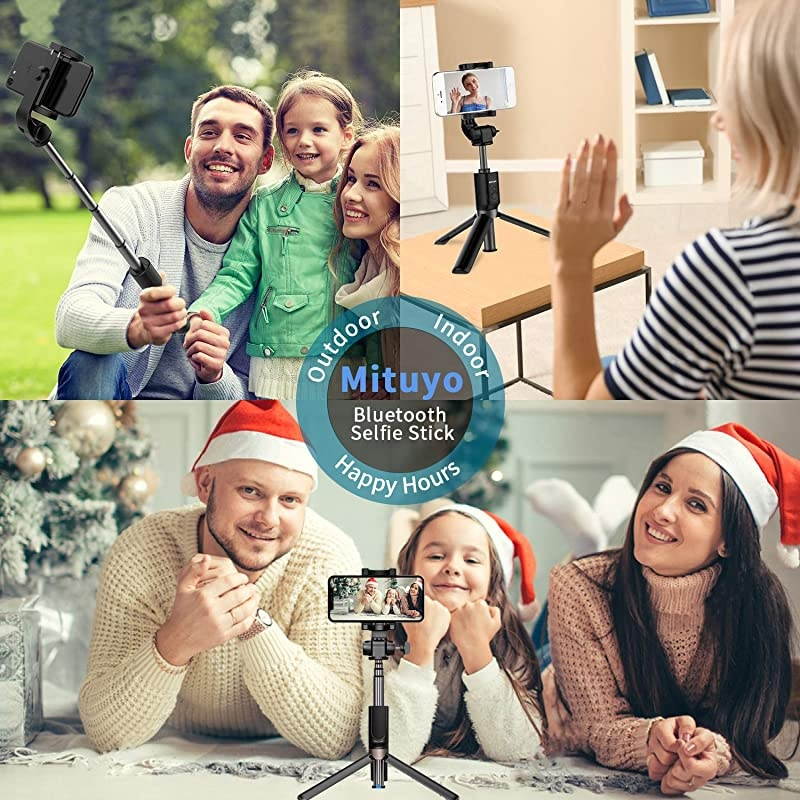 Bluetooth Selfie Stick Tripod Monopod with Wireless Remote Shutter Compatible with iPhone Samsung Huawei Other Smartphones Black Standard