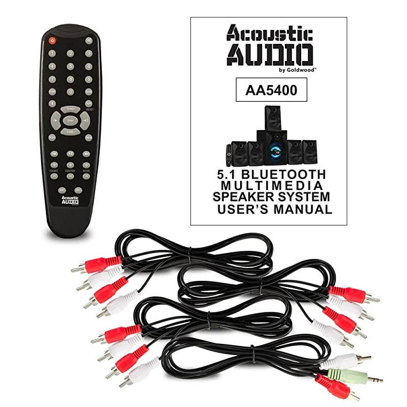 AA5400 Bluetooth 51 Speaker System with Sub Light and FM Home Theater 6 Speaker Set Black