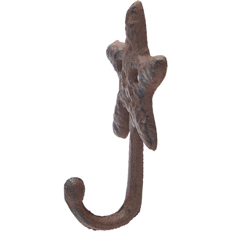 Okuna Outpost 4 Pack Dark Bronze Cast Iron Beach Starfish Decorative Wall Hooks, 0.3 x 2.6 x 4 in