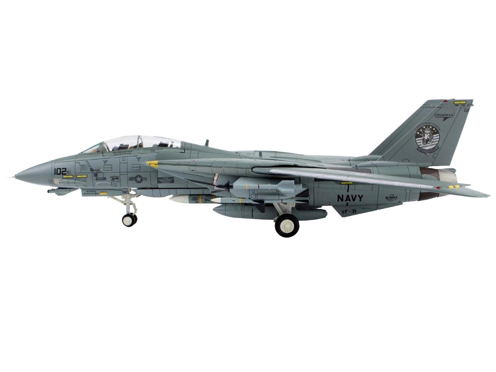 Grumman F-14B Tomcat Fighter Aircraft "VF-103 Jolly Rogers USS George Washington" (2000) United States Navy "Air Power Series" 1/72 Diecast Model by Hobby Master