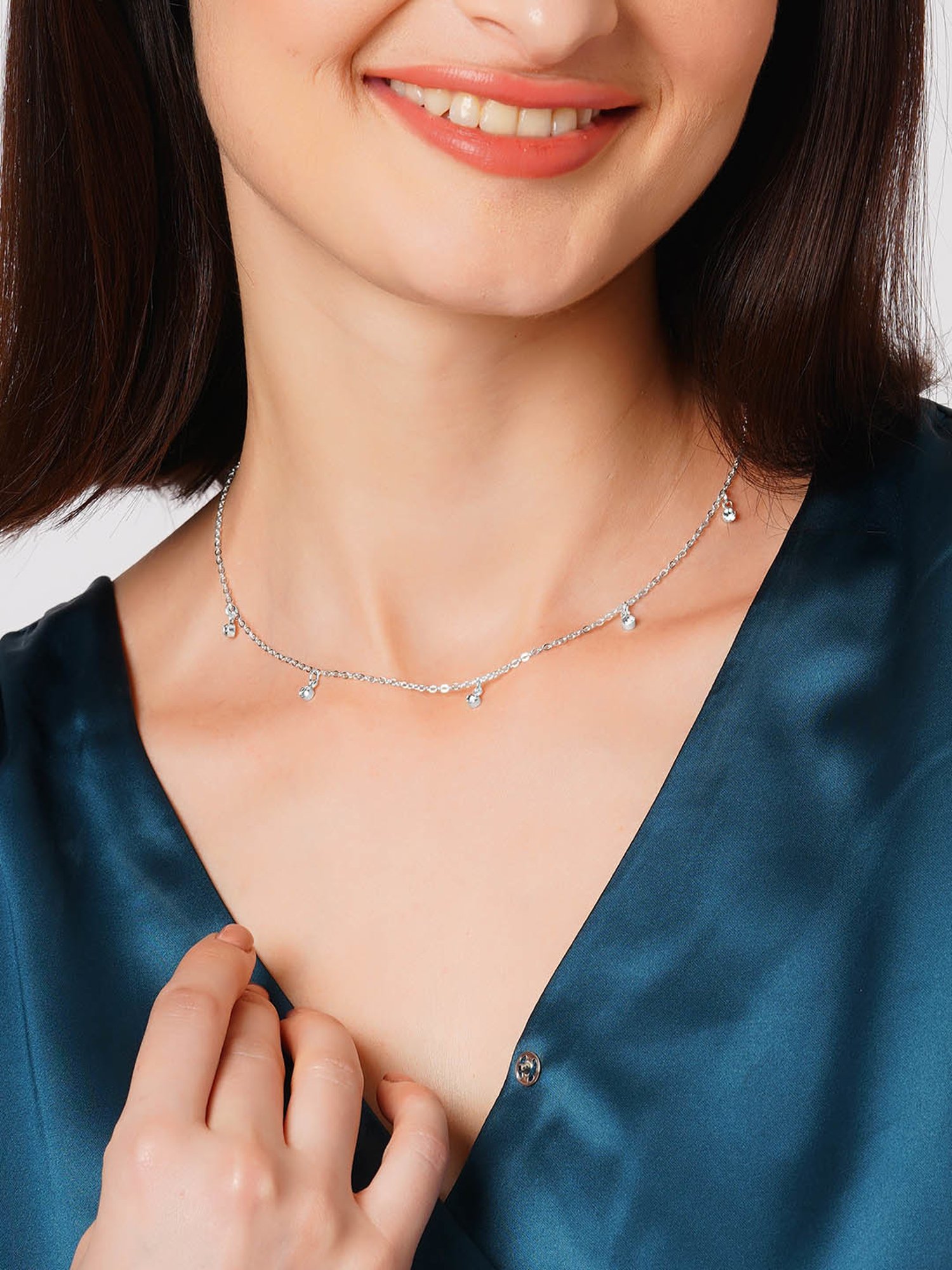 Accessorize London Silver Heart Station Necklace for Women