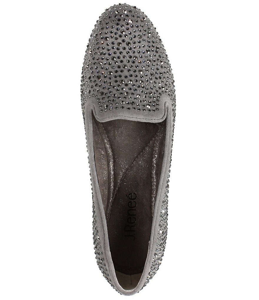 J. Renee Hanuko Suede Rhinestone Slip Ons