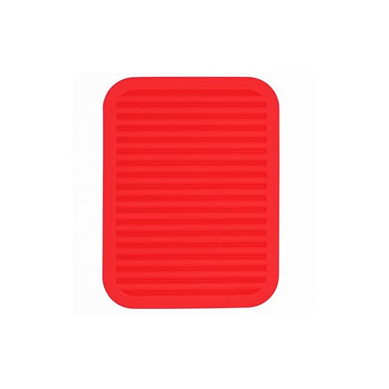 Silicone Trivet for Hot Dish and Pot Hot Pads Counter Mat Heat Resistant Table Dish Drying Mat or Placemats 2 Pack,Size:9x12 Inch, Color: Red, Shape:Rectangular