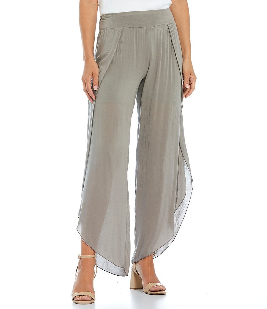 M Made in Italy Viscose Tulip Wide Leg Knit Pants