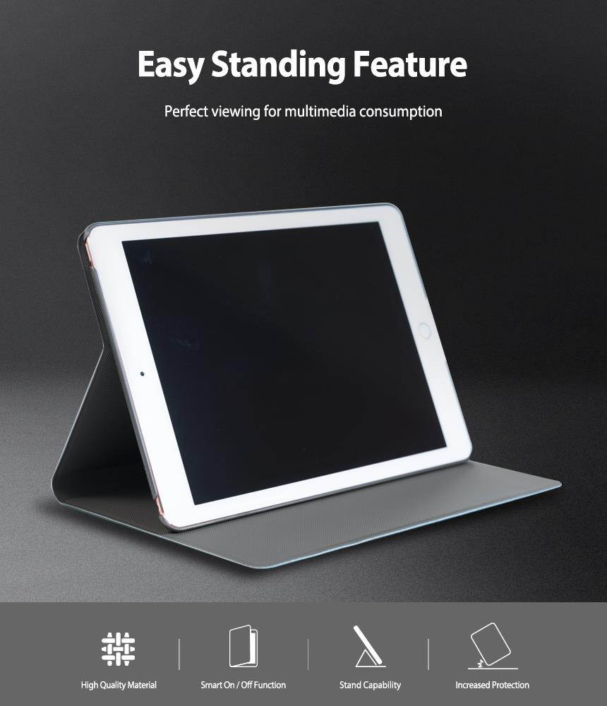 Ringke Smart Cover Design Leather Stand Case Compatible for iPad Pro 2017 (10.5") Lightweight Tablet Stand with Smart Cover Feature - Blue