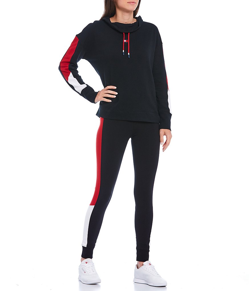 Tommy Hilfiger Sport High Rise Color Block Cuffed Jersey Leggings