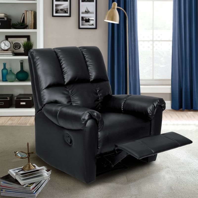 Langston Faux Leather Recliner Black - ClickDecor