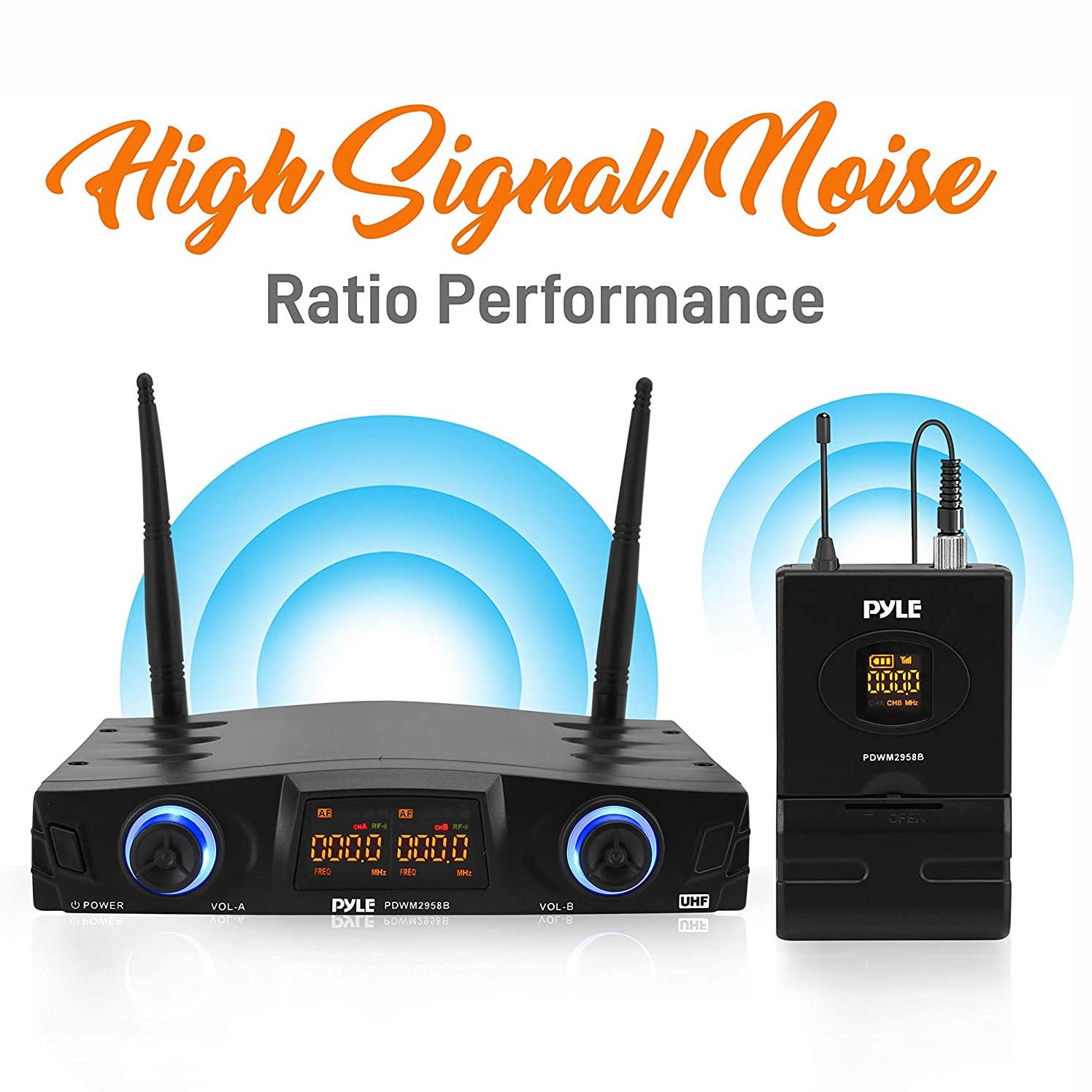 Pyle Compact Portable Dual Channel Wireless Microphone System Kit (2 Pack)