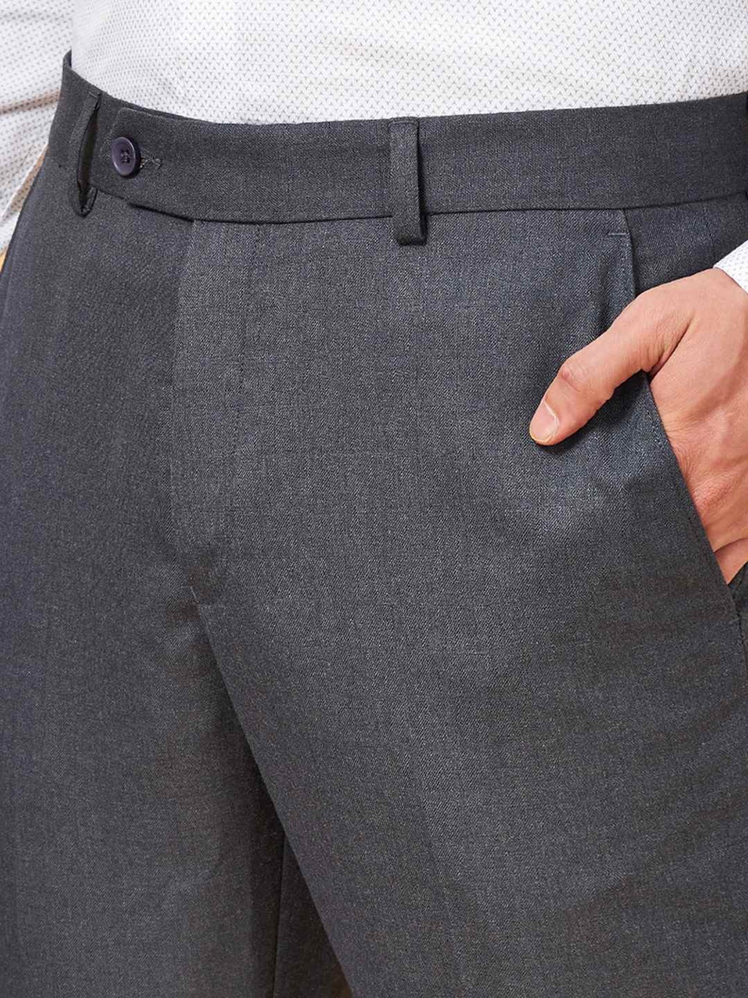 Peregrine By Pantaloons Light Grey Slim Fit Trousers