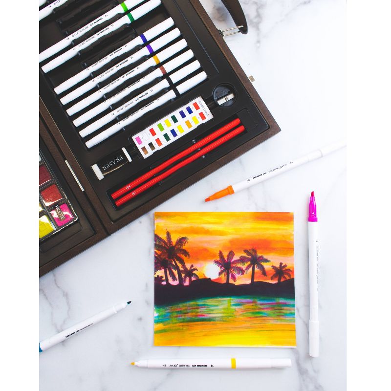 85pc Multimedia Illustration Art Set in Wood Case - Art 101